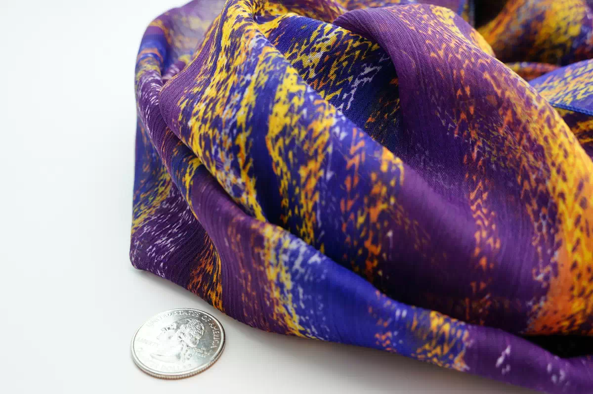 Lavender purple blue yellow pattern chiffon infinity scarf